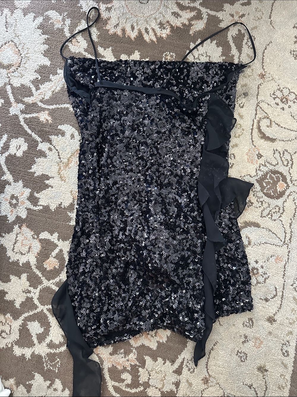 Sequin Spaghetti Strap Black Party Dress - Picture 3 of 3